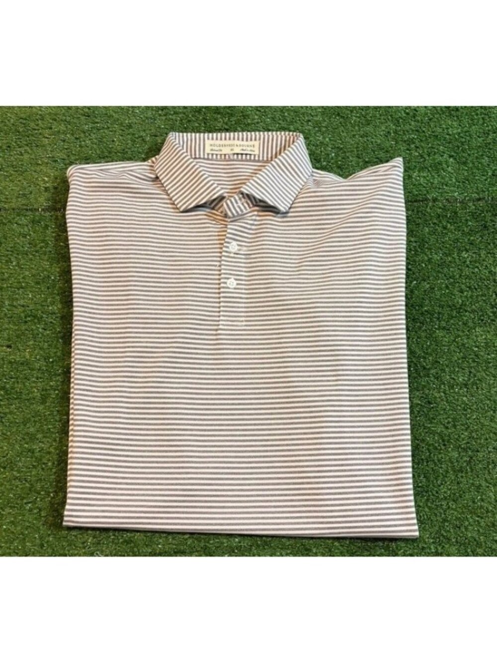 Holderness & Bourne polo mens XL white gray lighweight cleveland cavs breathable